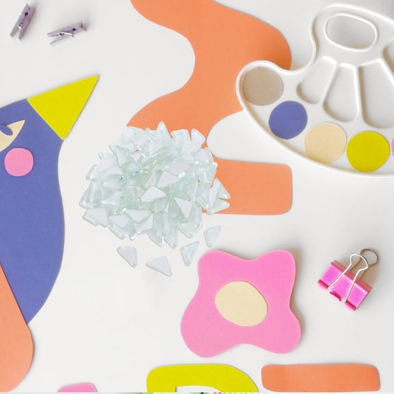 OFFIGAM White Ceramic Triangle Crystal Tiles for Handmade Decorative Art and Home Craft Projects