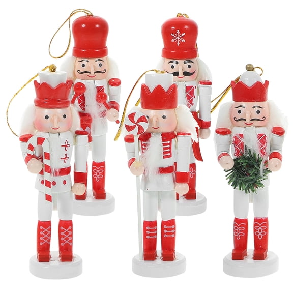 OFFIGAM Hanging Wood Nutcrackers Decor 5Pcs Nutcracker Pendant Christmas Party Family Friends