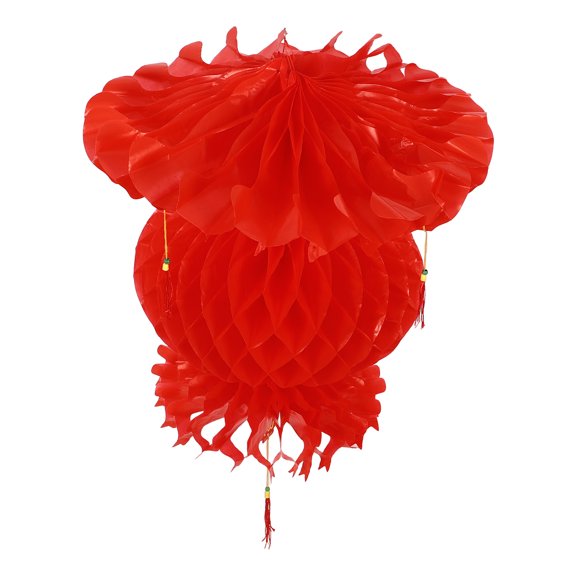 OFFIGAM Happy New Year Honeycomb Paper Lantern, 1 Piece Red Hanging Decoration for Family Party Home Celebration Decor Supplies