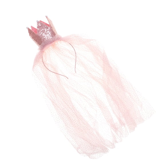 OFFIGAM Headdress for Kids Crown Veil in Pink Color Suitable for Performances Proms and Pageants 1Pcs