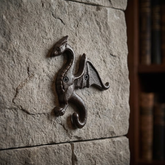 OFFIGAM Heavy Duty Black Dragon Wall Bracket Cast Iron Hook for Rustic Home Coat and Towel