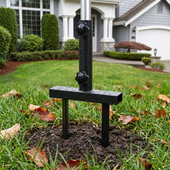 OFFIGAM Heavy Duty Ground Spike for Flagpole with Tool Free Installation for Outdoor Garden Or Lawn