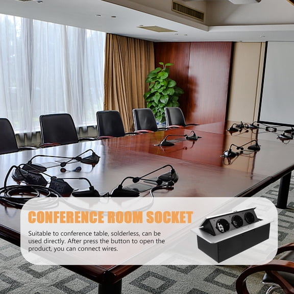 OFFIGAM Hidden Desk Power Socket Black Slim Organizer For Business Meeting 1Set