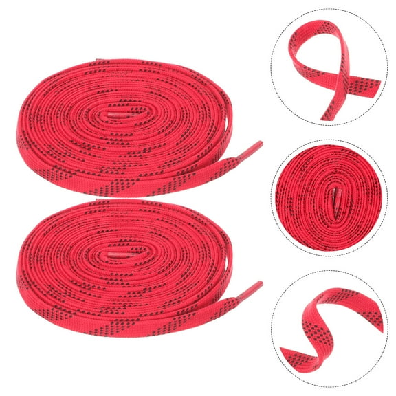 OFFIGAM Waxed Roller Skate Shoe Laces, Red Hockey Style, 2 Pairs for Skating and Sports