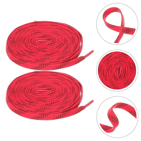 OFFIGAM Red Waxed Roller Skate Shoe Laces, 2 Pairs, Hockey Style for Skating, Sports, and Outdoor Activities