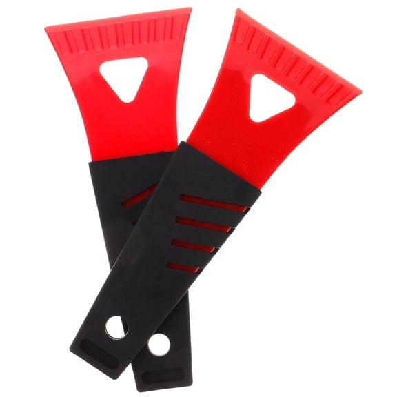 OFFIGAM 2-Pack Portable Red Plastic Ice Scrapers for Car Windshield and Kitchen Use, 17.5x7.5x1 cm