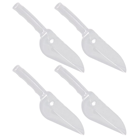 OFFIGAM 4-Pack Transparent Plastic Ice Scoop Set with Ergonomic Handle for Kitchen and Ice Bucket Use