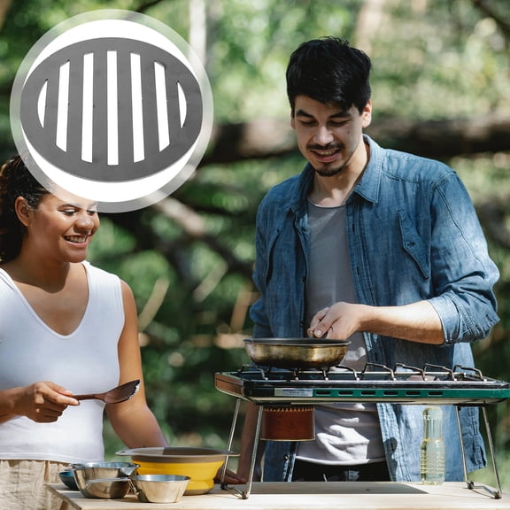 OFFIGAM Iron Grill Plate Grey Round For Outdoor Cooking 1Set