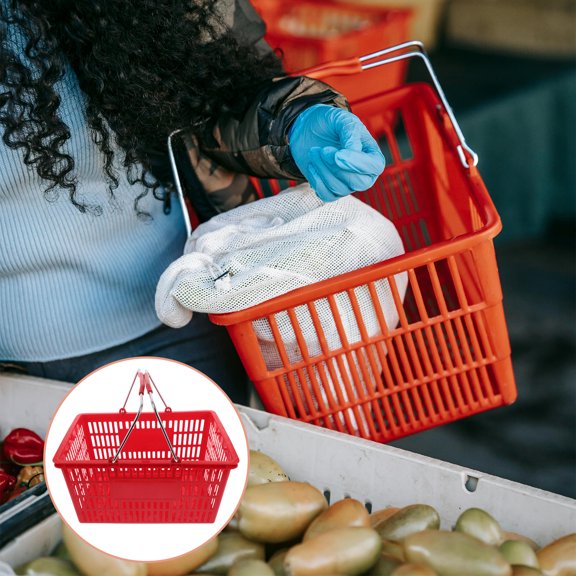 OFFIGAM Stylish Red Stackable Market Retail Basket for Home and Supermarket