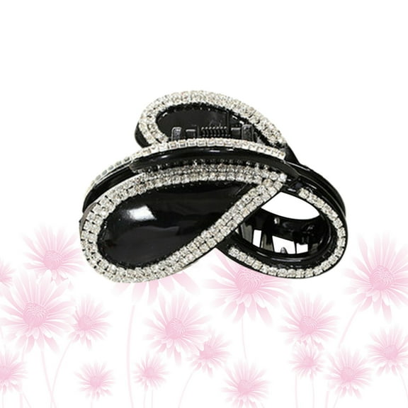 OFFIGAM Jaw Clips For Hair Rhinestone Hair Claw Black 1Set