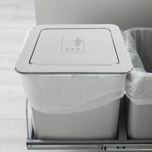 OFFIGAM Kitchen Countertop Trash Can Lid in Stainless Steel with Convenient Swing Flap