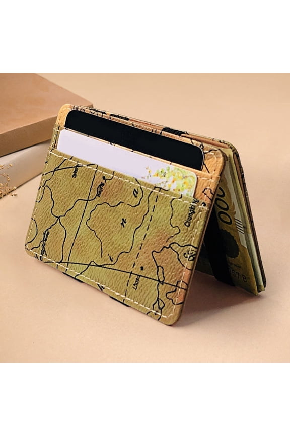 Ladies Wallet Brown PU Compact Folding Purse with Safe Durable Design
