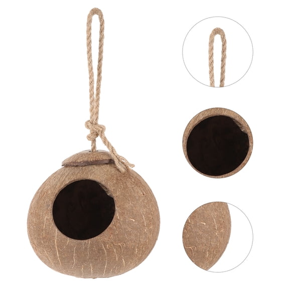 OFFIGAM Light Brown Hanging Bird Nest Parrot House Outdoor Swing Bed for Birds Resting and Breeding