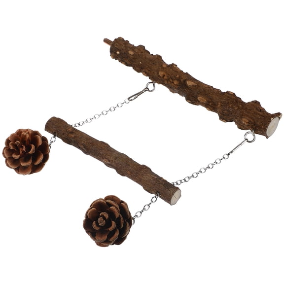 OFFIGAM Light Brown Wooden Bird Perch Rod for Kids Durable Fun Parrot Accessory Ideal for Bird Cages 12.5 Inch