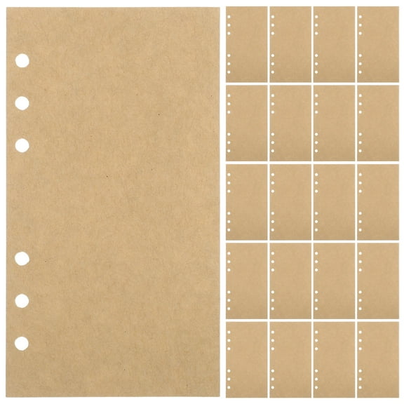 OFFIGAM Light Yellow Kraft Paper Loose Leaf Filler Sheets for Notebook, 80 A6 Refillable Blank Pages for Journals and Planners