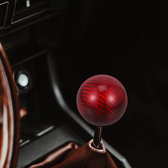 OFFIGAM Red Round Manual Transmission Shifter Knob with Carbon Fiber Pattern Replacement for Cars