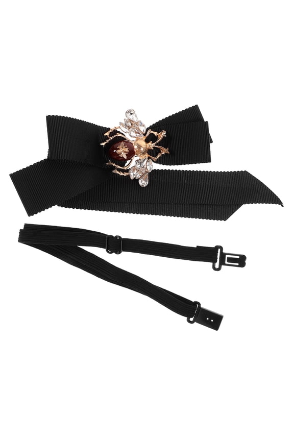 Adjustable Black Bow Tie with Back Pin for Fashionable Costume Props