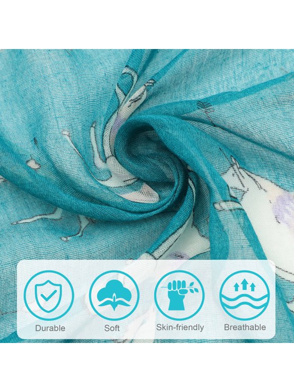 Blue Unicorn Scarf Lightweight Cotton Stole Wrap Versatile Wear