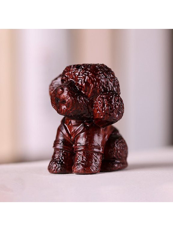 Lightweight Dark Red Wood Dog Pendant for DIY Accessories Durable and Stylish