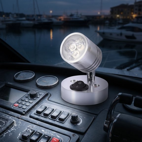 OFFIGAM Low Profile 12V White Rv LED Ceiling Light with Adjustable Reading Lamp for Campers