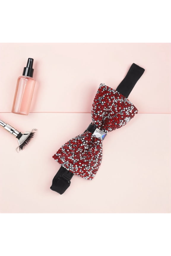 Rhinestone Bow Tie for Men Pre Tied Bling Suit Accessory Wedding