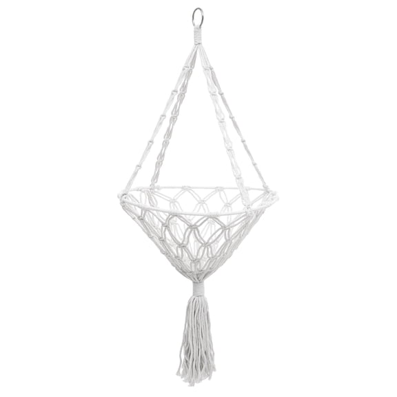 OFFIGAM White Cotton Macrame Hanging Basket for Indoor Plant Display