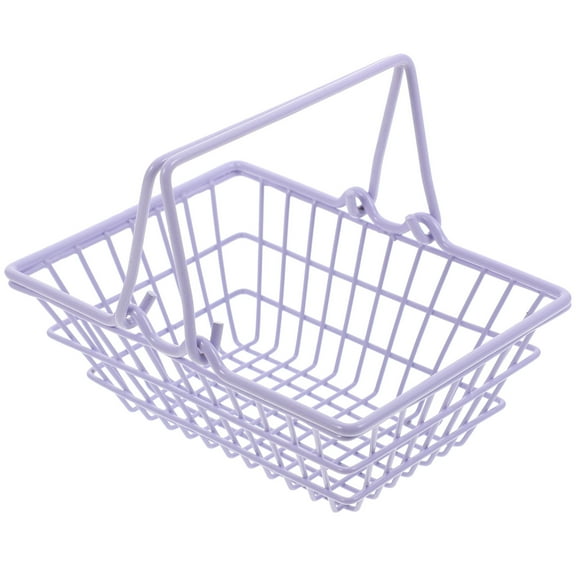 OFFIGAM Lavender Metal Basket with Handles Mini Shopping Basket for Home Organization and Storage 1 Piece