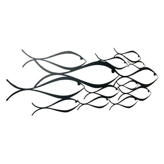 OFFIGAM Metal Fish Wall Art Decor 2pcs Ocean Theme Handcrafted Iron Sculpture Nautical Home Decoration Black Wrought Iron Fish