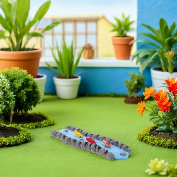 OFFIGAM Mini Resin River Stream Figurine, Bonsai Miniature Landscape Ornament for Terrarium Decor Display Art