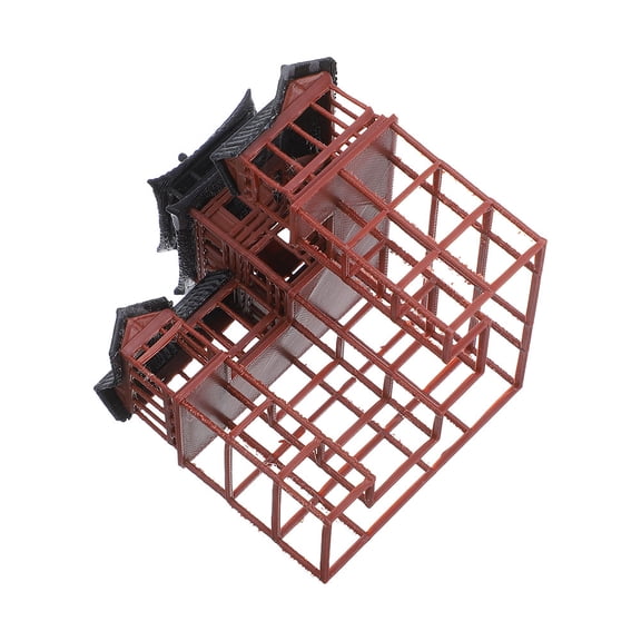 OFFIGAM Miniature Decor Elegant Design Pavilion Style Brown PP For Bonsai Display 1Set