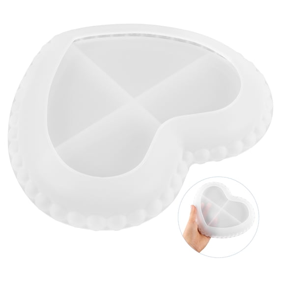 OFFIGAM Heart Shaped Silicone Resin Mold White Storage Box for Craft Making Projects 1 Piece