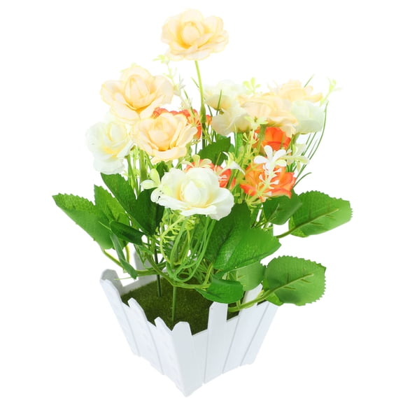 OFFIGAM Multi Color Artificial Potted Plant for Home Decoration Lifelike Faux Flower Ornament 2 Sets