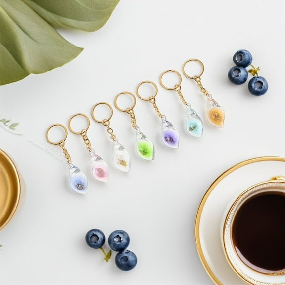 OFFIGAM Multi Color Glow in the Dark Conch Keychain Cute Handbag Charm for Girls Lightweight Resin Bag Accessories 7 Pcs