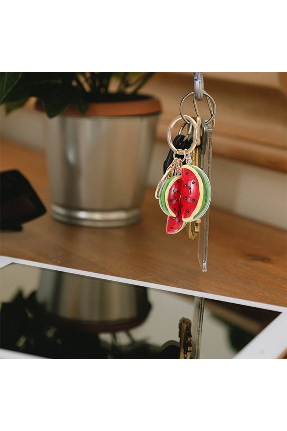 Multi Color Watermelon Keychain Charms for Decorations Cute Alloy Resin Key Hanging Prop 2pcs