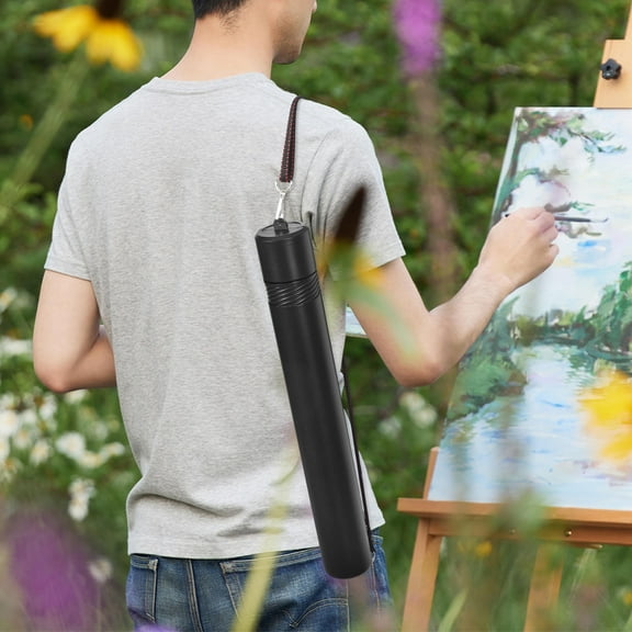 OFFIGAM Adjustable Telescoping Poster Tube in Black Plastic with Shoulder Strap for Secure Storage and Easy Transport