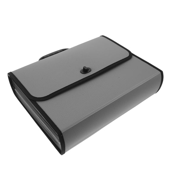OFFIGAM Grey Plastic Accordion File Organizer A4 Size with Handle for Office Document Storage