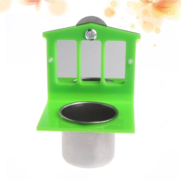 OFFIGAM Light Green Stainless Steel Bird Feeding Bowl with Mirror