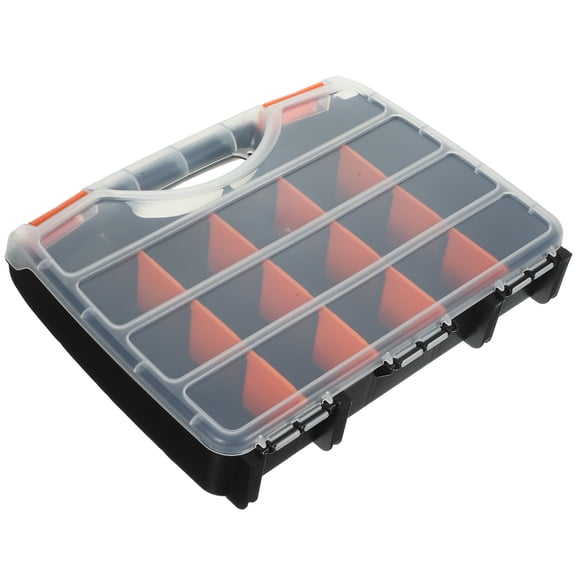 OFFIGAM Small Parts Organizer Box with Clear Compartments, Multi-Use Storage for Tools, Hardware, and Craft Supplies