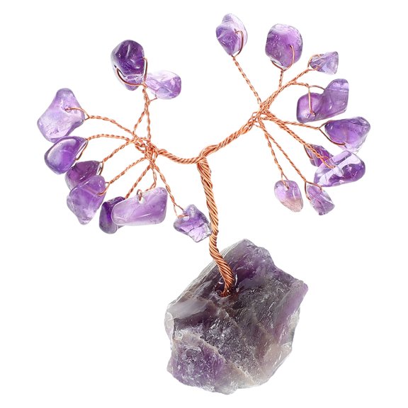 OFFIGAM Purple Crystal Fortune Tree for Decoration Elegant Natural Crystal Chip Design