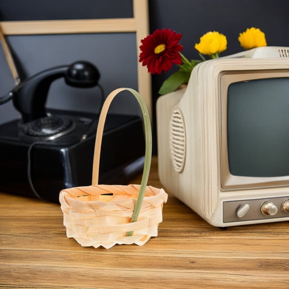 OFFIGAM Natural Bamboo Woven Mini Storage Basket Set of 6 Light Brown Durable Handmade Baskets for Organizing