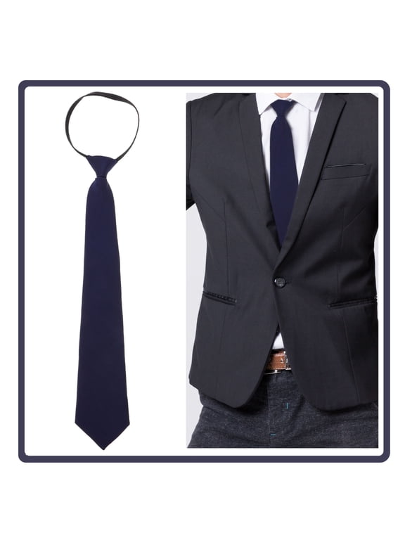navy zipper tie Skinny Adjustable No-Tie Men's Neckwear