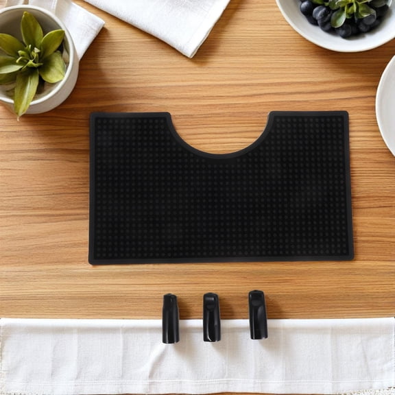 OFFIGAM Non- Rubber Drip Tray for Coffee Machines and Bars, Black PVC, 30.4x17.8x2 cm, Home Use Accessory