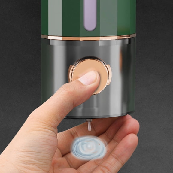 OFFIGAM Wall-Mounted Soap Dispenser, Olive Green Plastic, Easy Press, Transparent