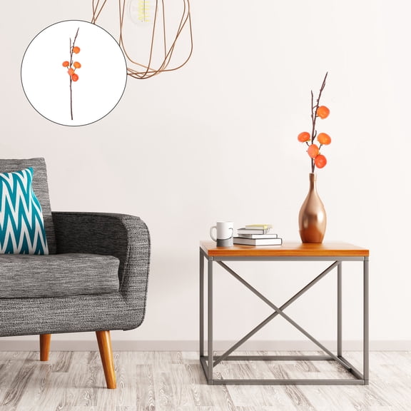 OFFIGAM Orange Persimmon Branch for Vase Decor and Flower Arrangement Realistic Simulation with Iron Wire 1Pc