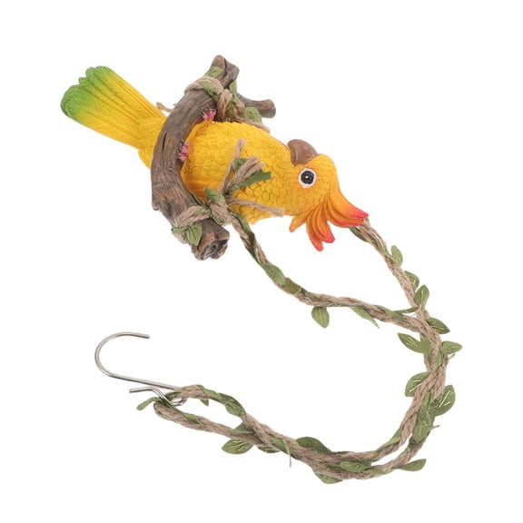 OFFIGAM Outdoor Resin Parrot Swing Figurine with for Garden Patio and Balcony Decor