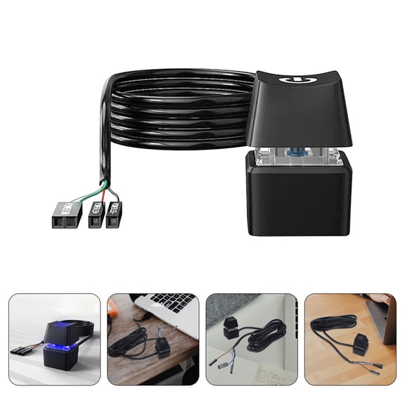 OFFIGAM PC Power Button Cable for Power Supply Control, Black Copper Wire with ABS Rubber, 1 Piece