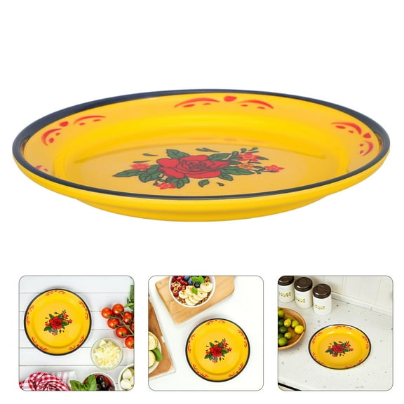 OFFIGAM Pasta Bowls Set, Easy to Clean Yellow Retro Design, Dinnerware for Family Gatherings and Everyday Use