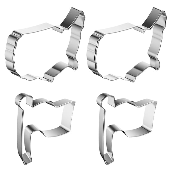 OFFIGAM Patriotic Cookie Cutter Set 4pcs Stainless Steel USA Flag Map Baking Molds for Memorial Day