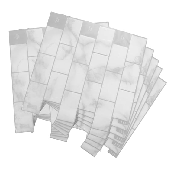 OFFIGAM Self Adhesive Wall Decor Stickers Light Grey PU Polyurethane 10 Sheets for Home Office Decoration