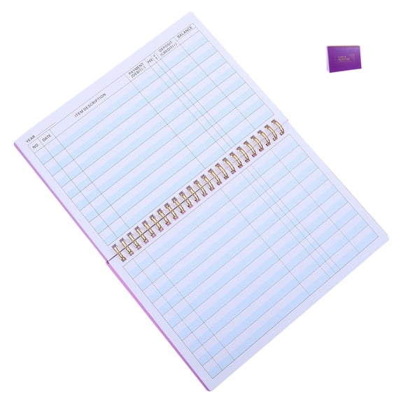 OFFIGAM Portable Personal Checkbook Register in Purple, Compact Format for Managing Cash and Bank Records Efficiently